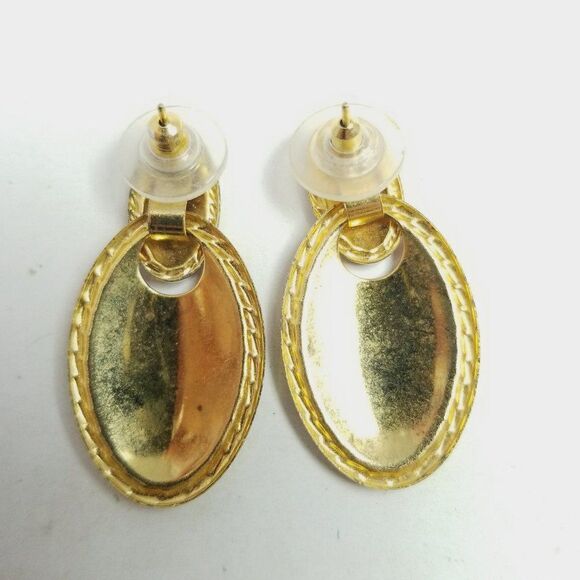 Vintage Red and Black Enamel Door Knocker Stud Dangle Earrings, Retro 80s 90s - Picture 3 of 6